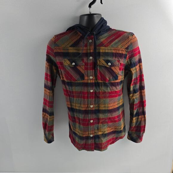Legendary Whitetails Plaid Flannel Shirt w/ Hood – Size Small mens 6606 - Picture 1 of 9
